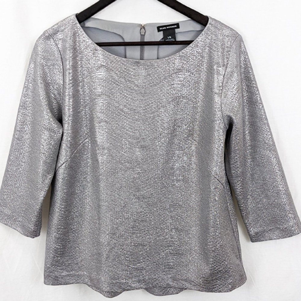 Club Monaco A-Line Metallic Silver Top